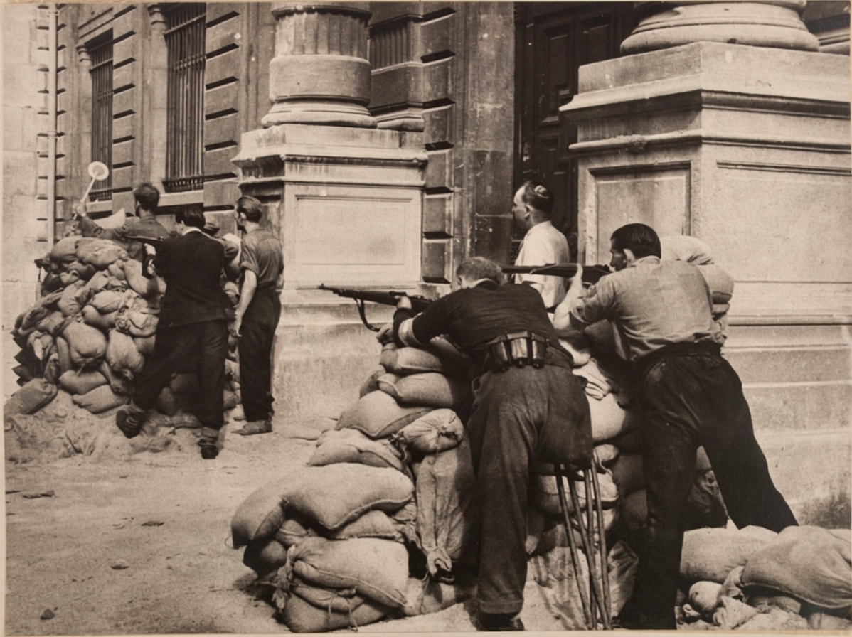 Barricade devant la préfecture de police, août 1944